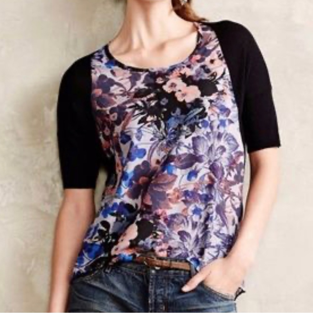 🌟Anthropologie Little Yellow Bird Floral Blouse - Size S, Gently Used
